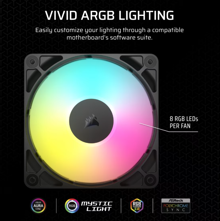 CORSAIR - RS120 ARGB 120mm PWM Fans (3-pack) - Black
