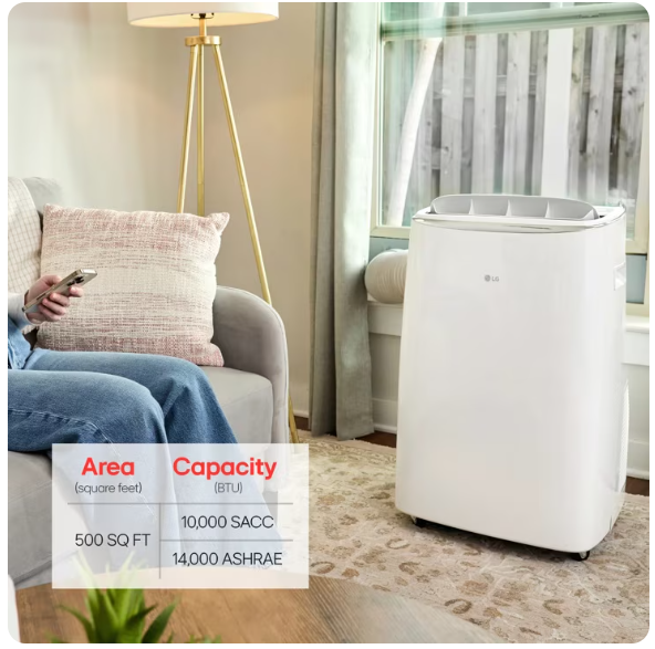 (MISSING REMOTE)LG 10,000 BTU Smart Portable Air Conditioner Dual Inverter - LP1419IVSM White