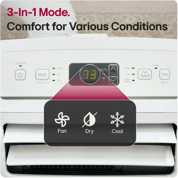 (MISSING REMOTE)LG 10,000 BTU Smart Portable Air Conditioner Dual Inverter - LP1419IVSM White