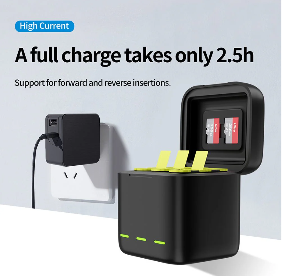 Telesin Battery Charging Box Kit for GoPro Hero 12 11 10 w/ 2 Batteries NO CABLE