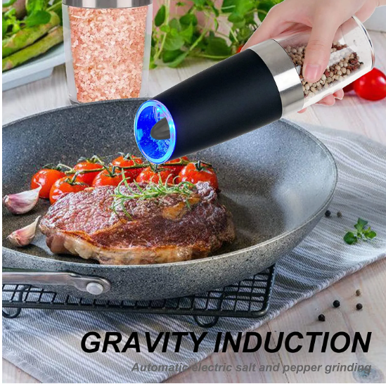 Gravity Electric Salt and Pepper Grinder Set Automatic Salt and Pepper Grinder