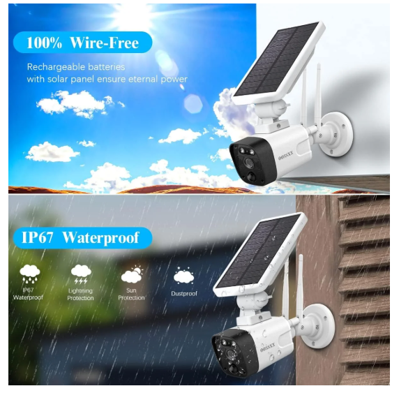 OOSSXX Wireless Security Cameras System 6 + 2pcs 2K 3.0MP solar cameras