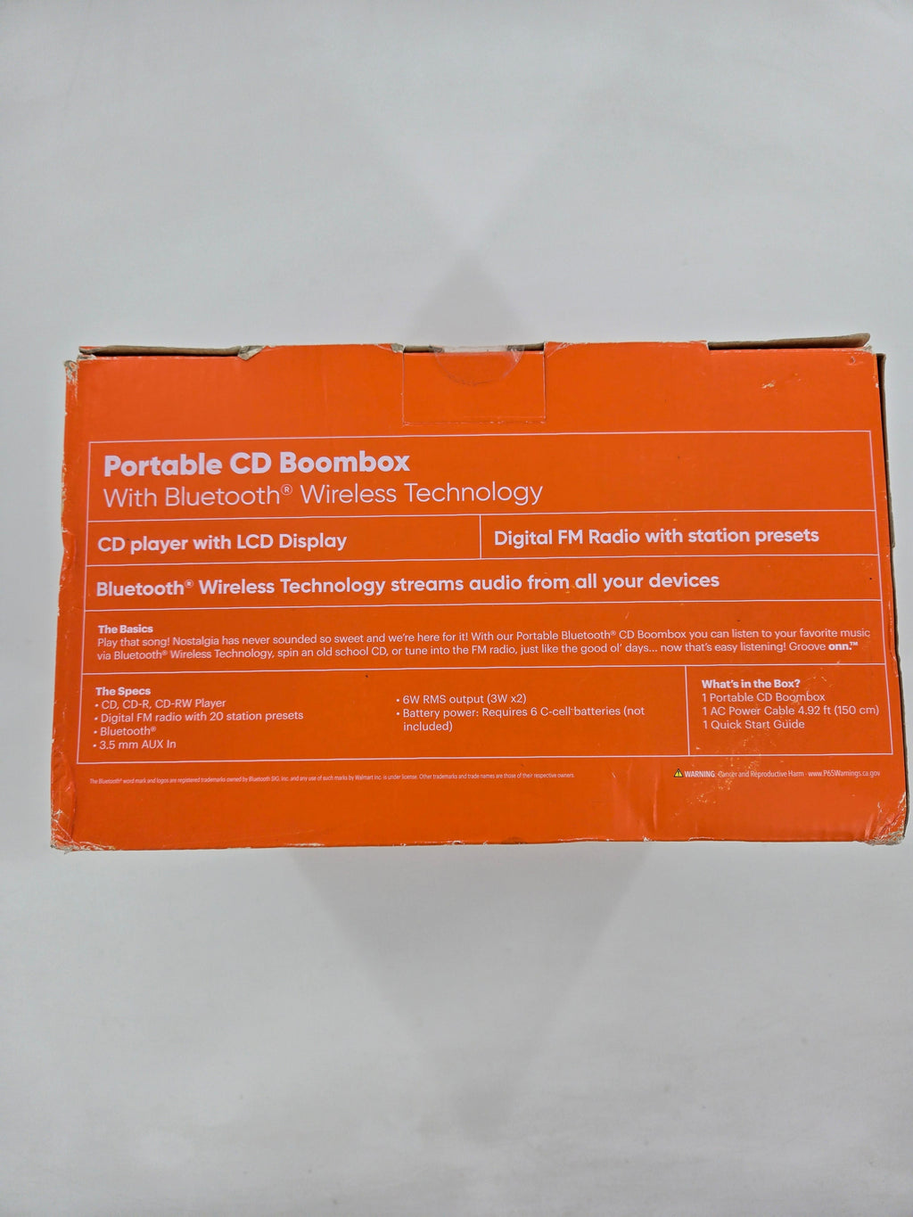 onn. Portable CD Boombox with Digital FM Radio Red