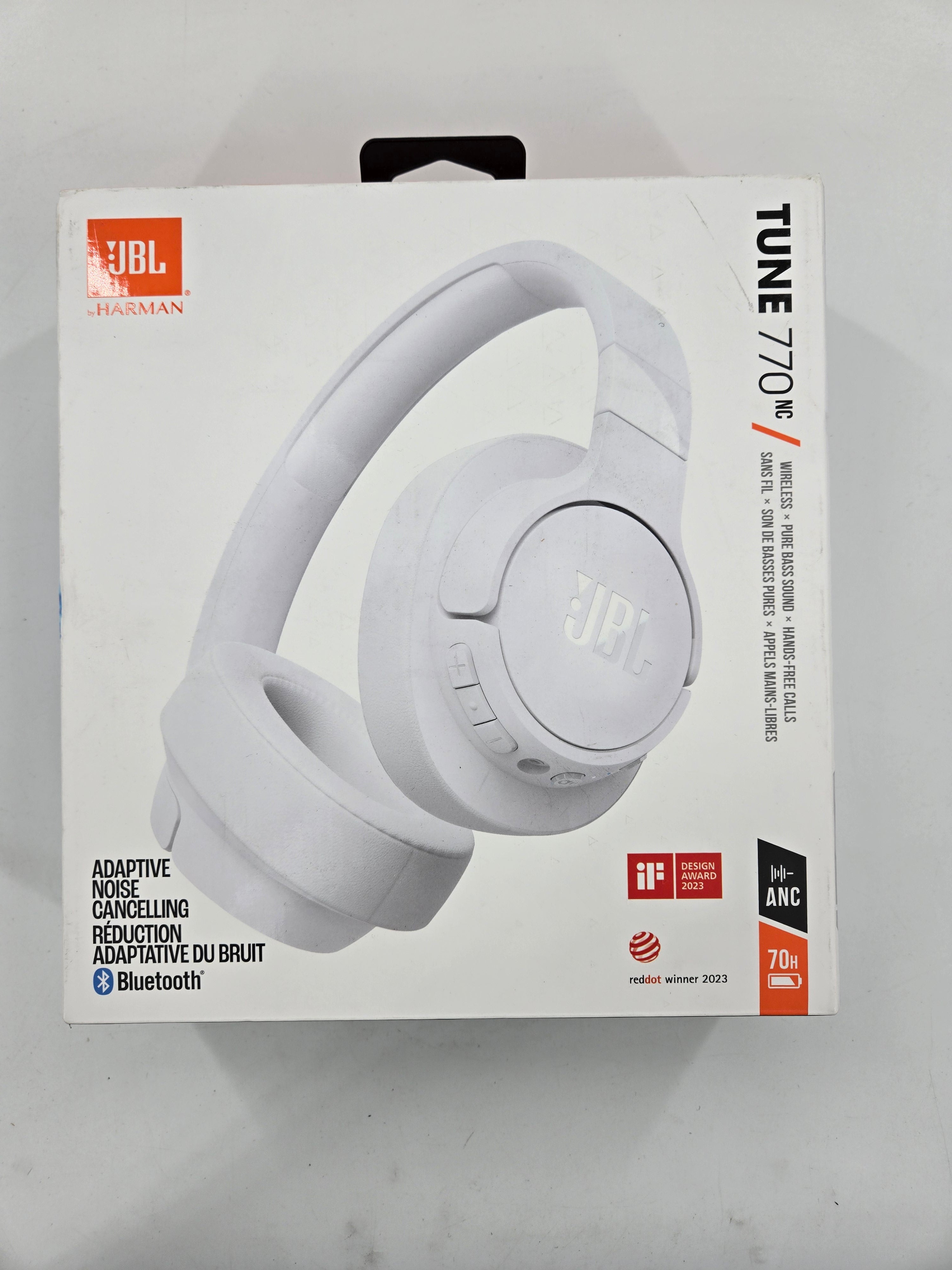 JBL Tune 770NC - Adaptive Noise Cancelling - Wireless Headphones in White