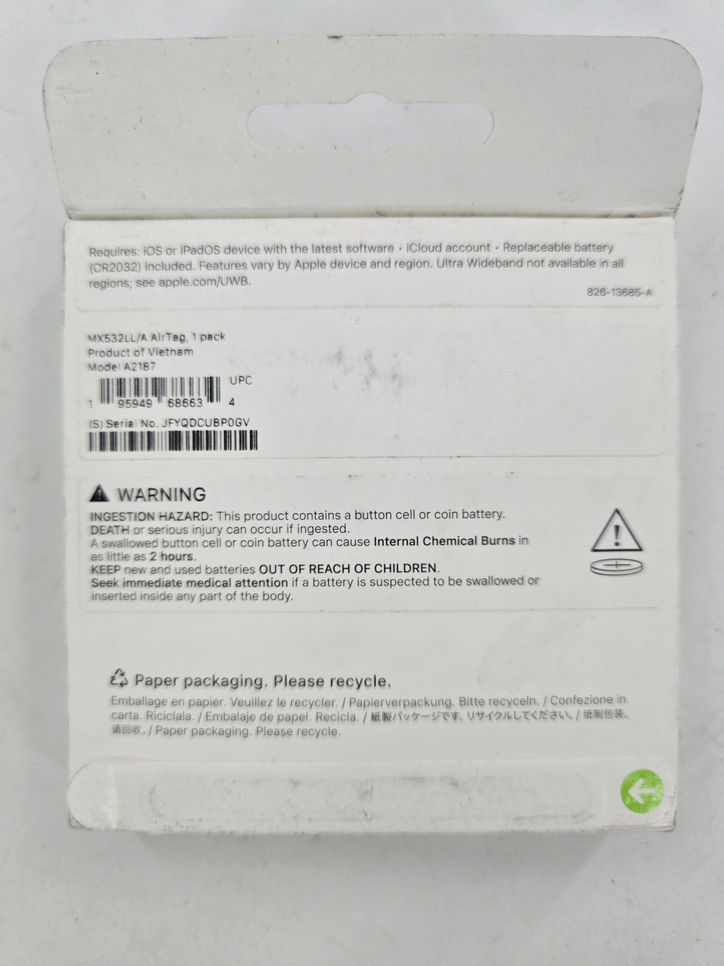 Apple AirTag Tracking Device MX532LL/A Bluetooth