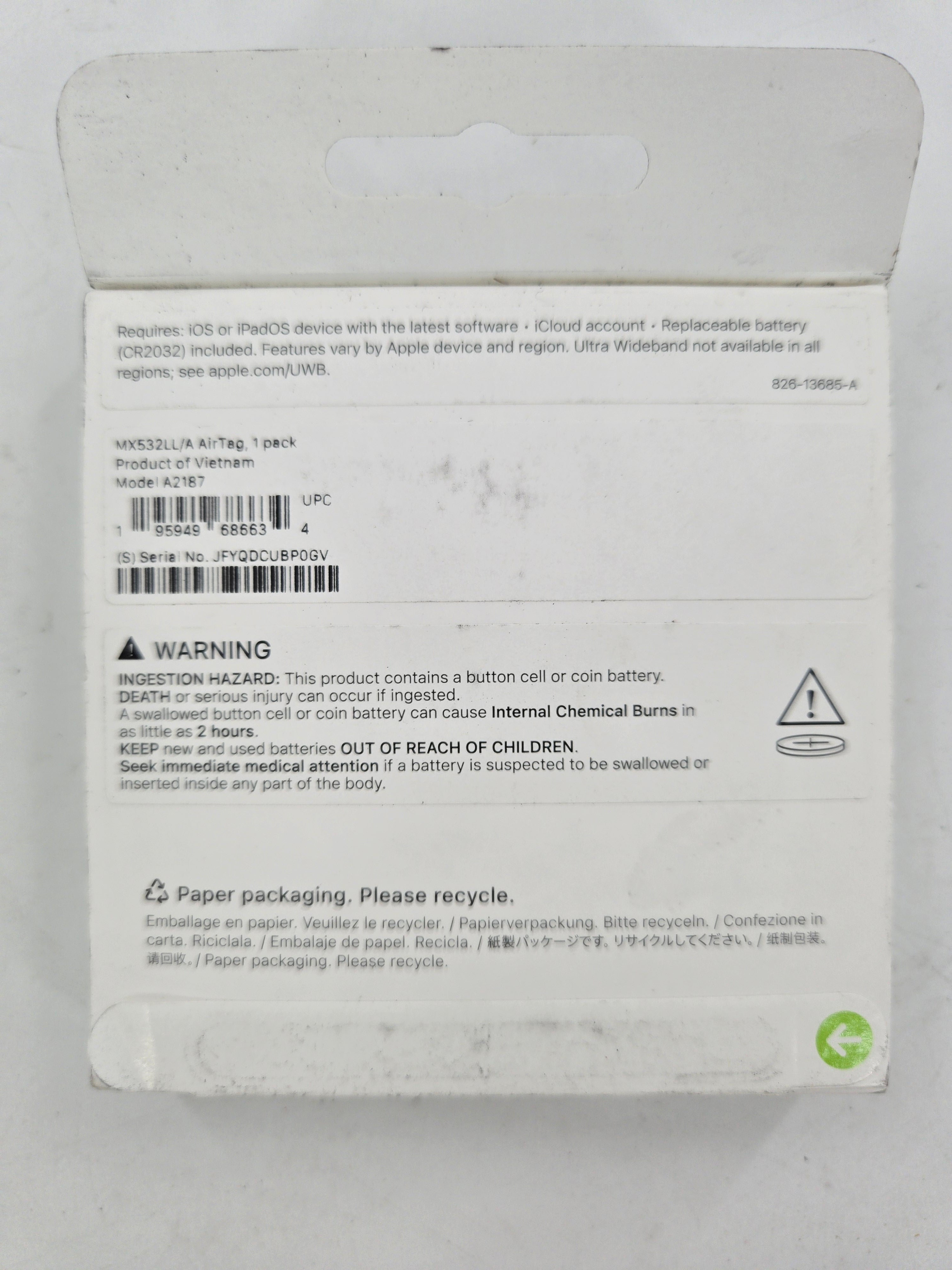 Apple AirTag Tracking Device MX532LL/A Bluetooth