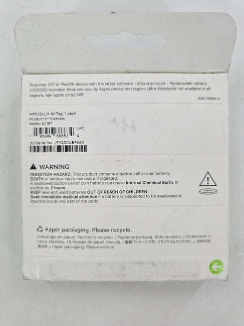 Apple AirTag Tracking Device MX532LL/A Bluetooth