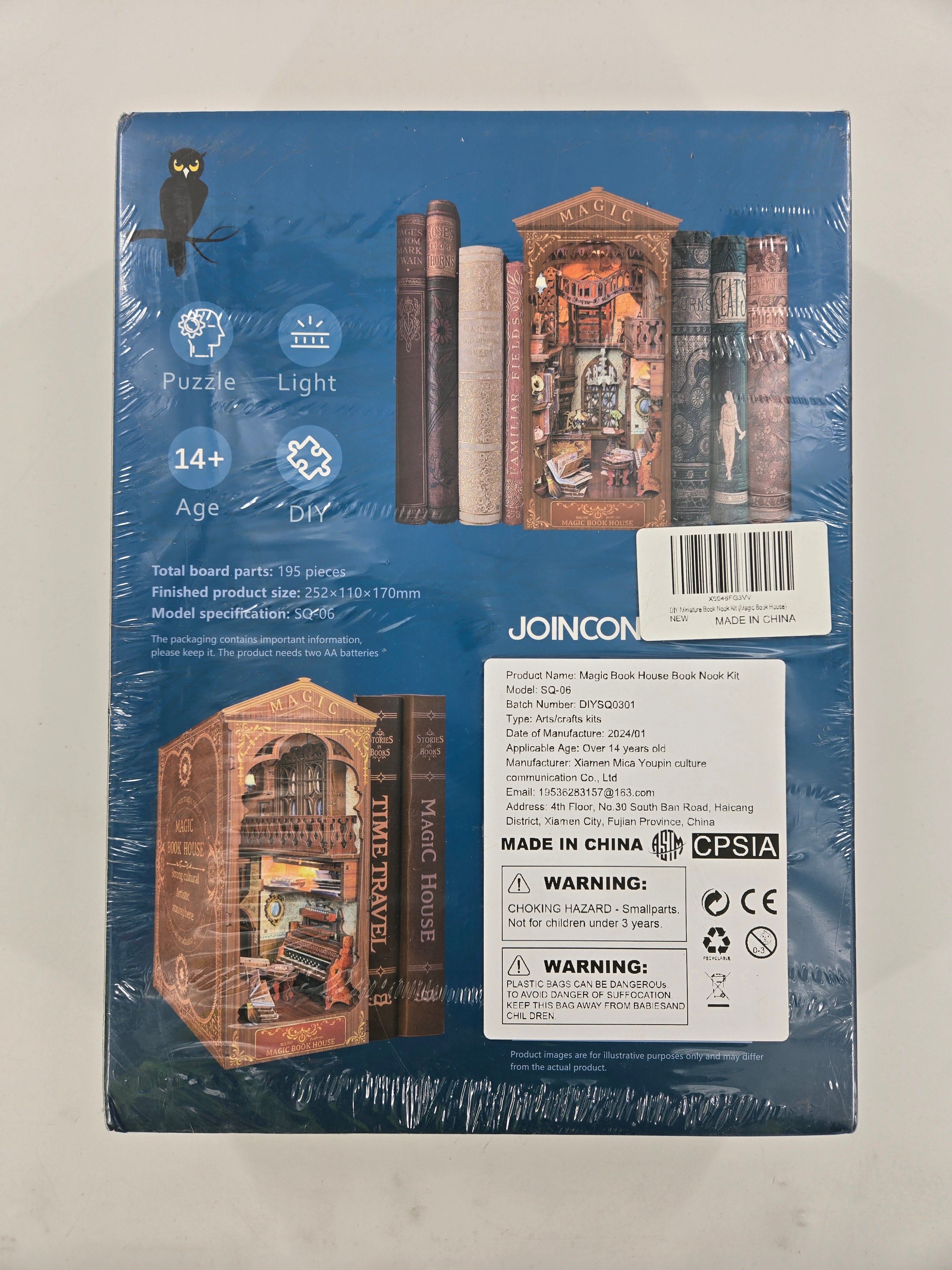 Joincon Book Nook Kit -MAGIC BOOK STORE- Miniature DIY 3D Wooden Puzzle