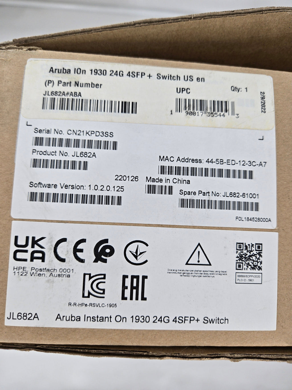 HPE Aruba Instant On 1930 24G 4SFP+ Layer 2+ Smart Ethernet Switch (JL682A#ABA)