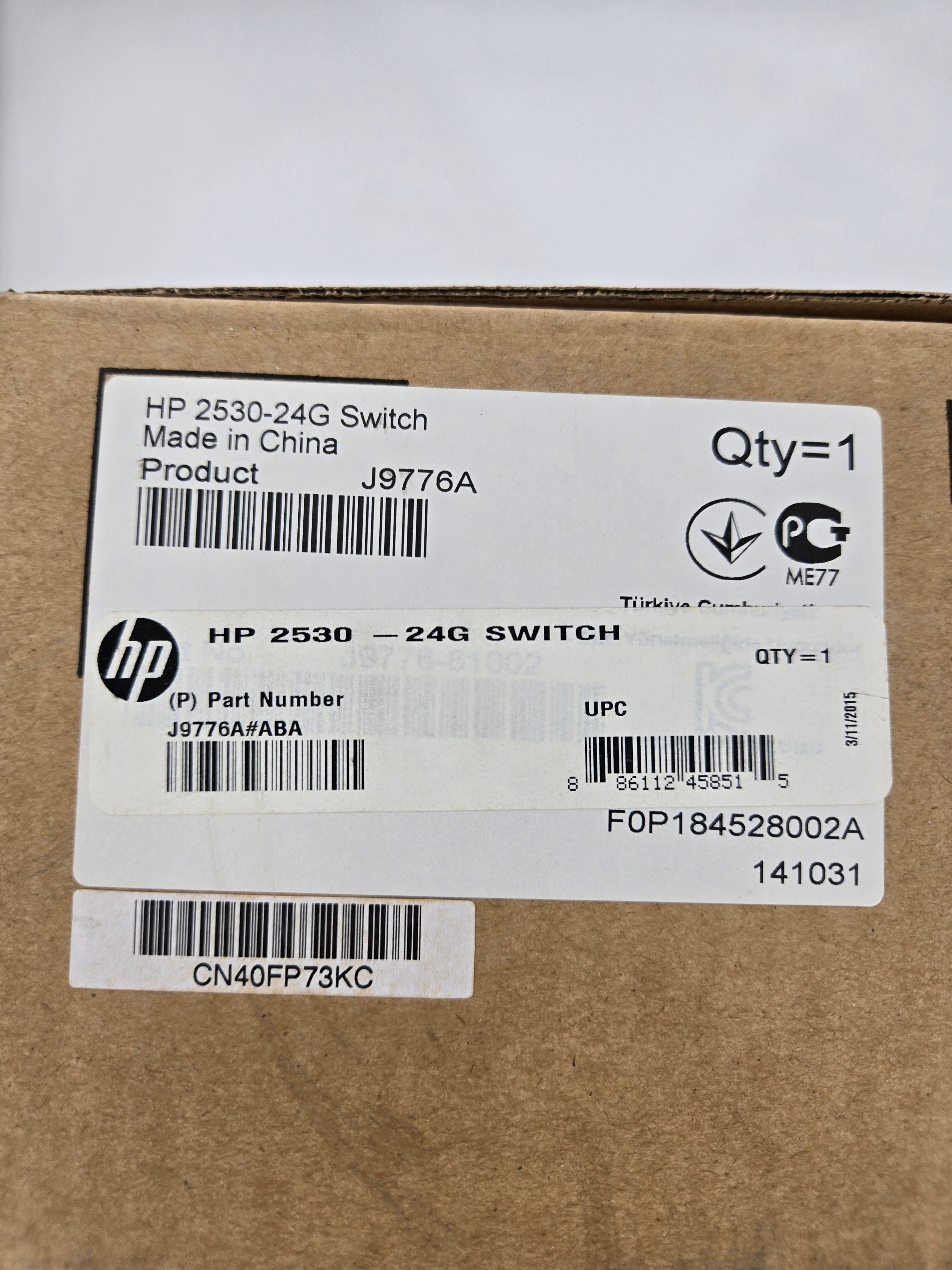 HP 2530-24G RJ-45 SFP 24-Port Gigabit Ethernet Switch J9776A