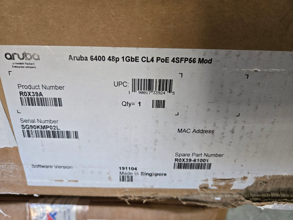 R0X39A HPE Aruba 6400 48-Port 1GbE Class 4 PoE 4-Port SFP56 Module