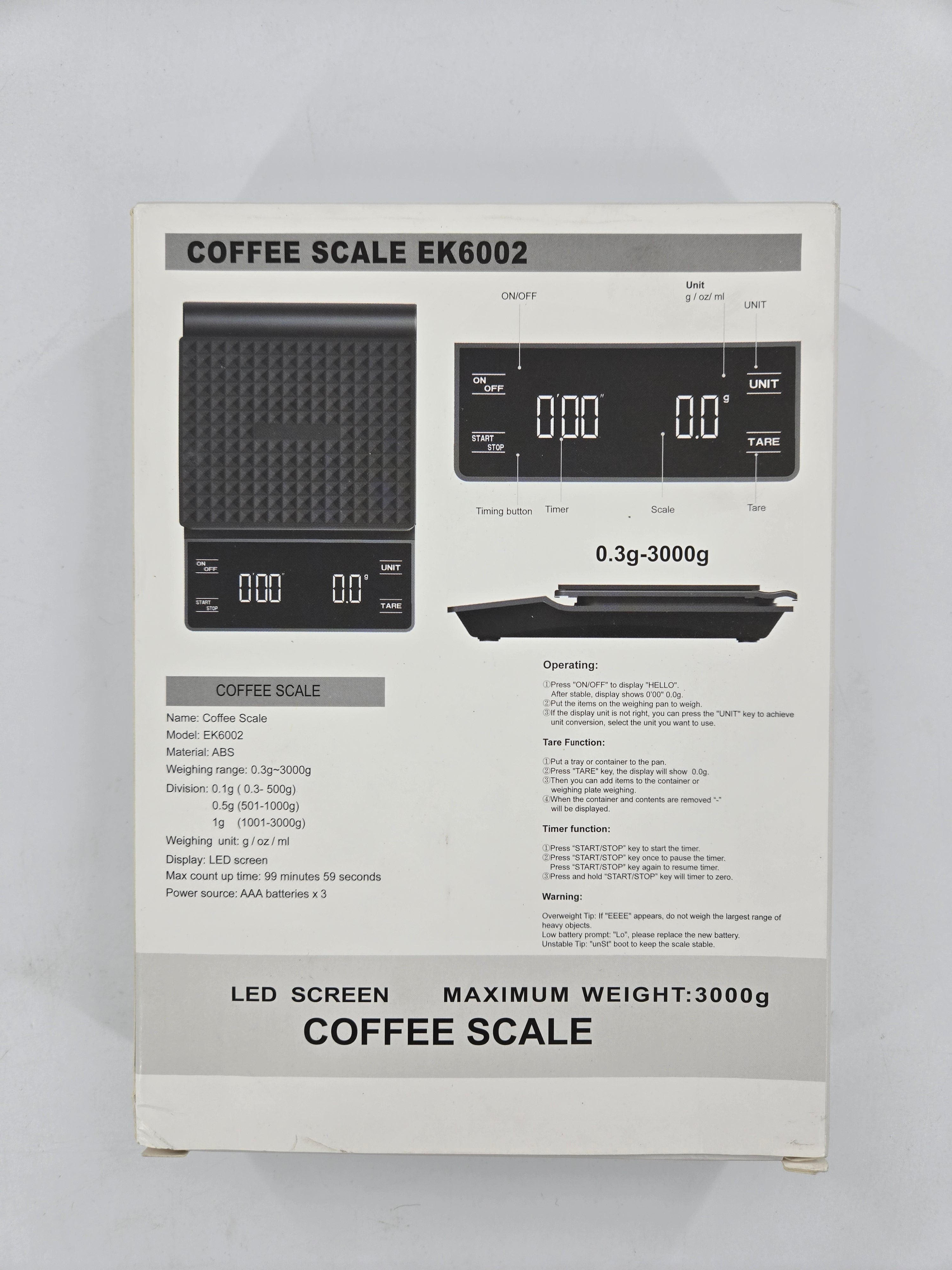 Coffee Scale LED screen Max Weight 3000G Black