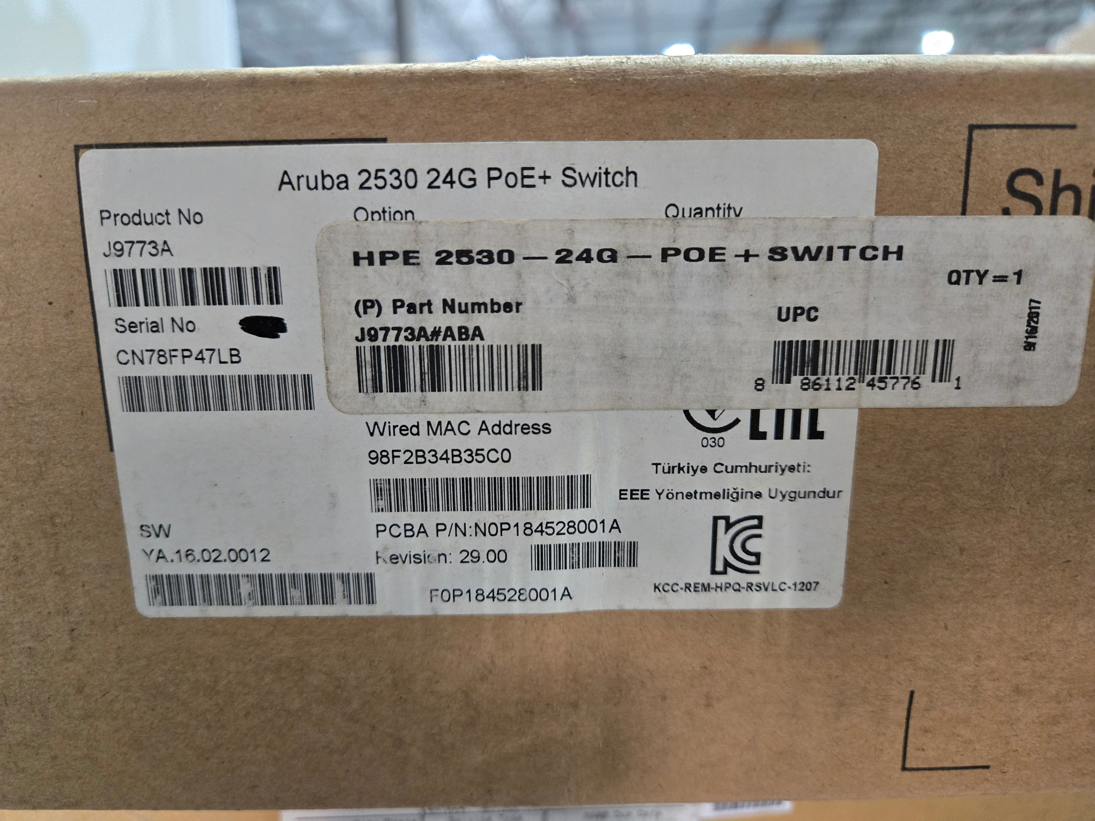 HPE ARUBA 2530-24G J9773A PoE+ 24-PORT GIGABIT ETHERNET SWITCH