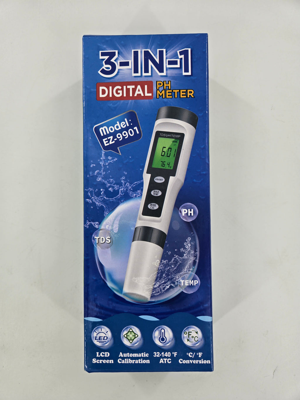 3-in-1 Digital PH/TDS/TEMP Meter w/ ATC 0.1 PH Water Quality Tester Pen
