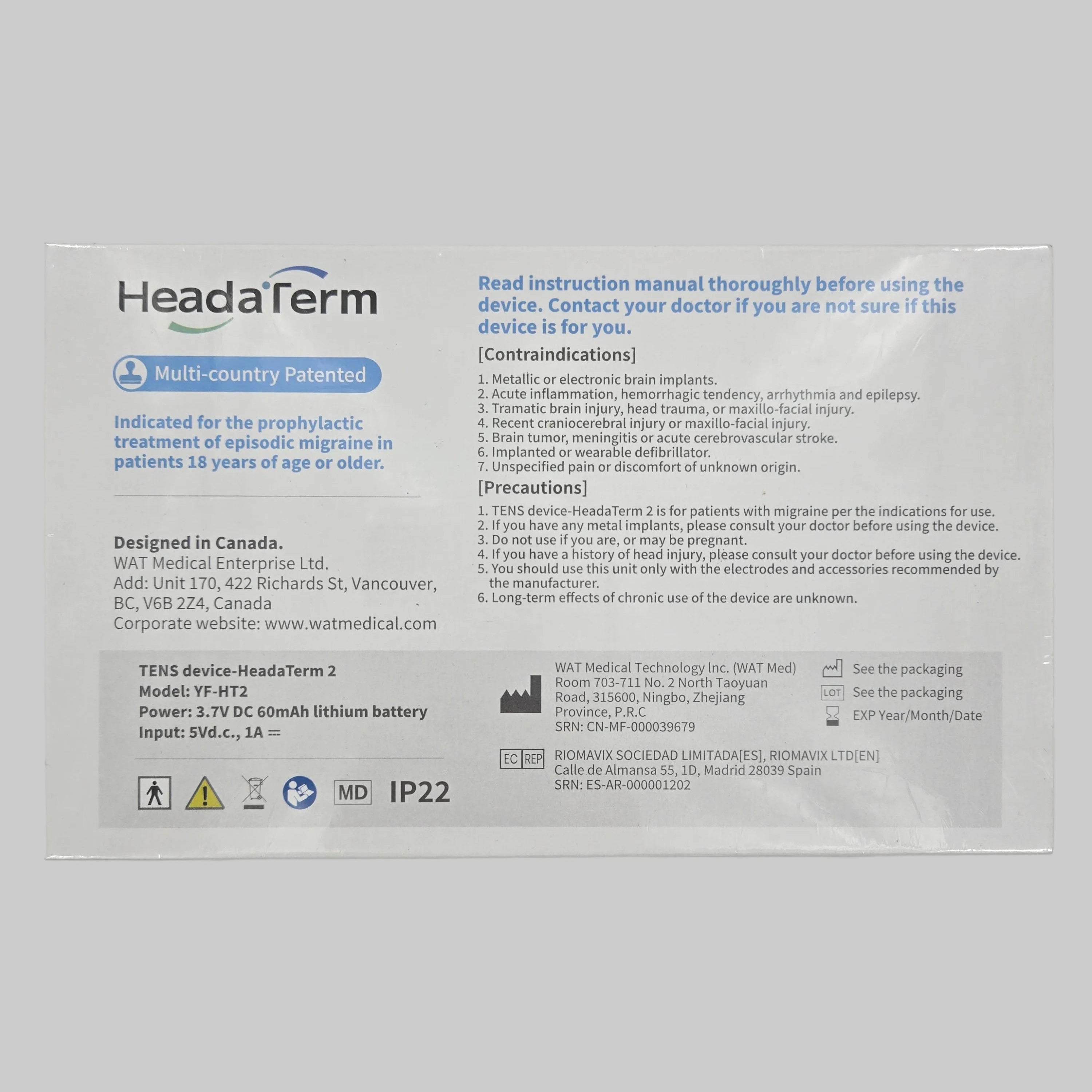 HeadaTerm-2 Migraine Relief Device e-TNS Treatment For migraine and Headache