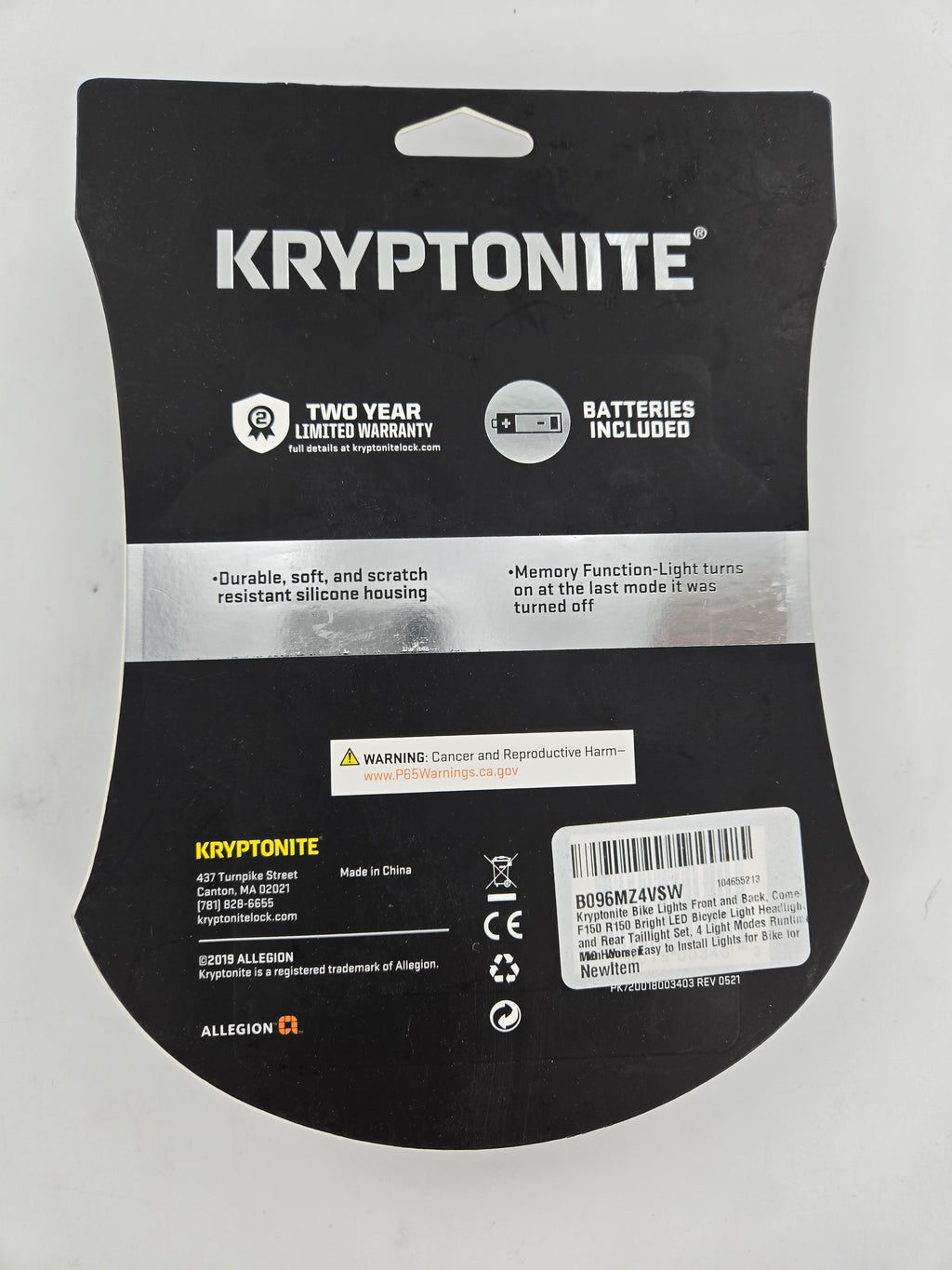 Kryptonite LED Bike Light Set Neutron F150 Front Light & R150 Rear Tail Light