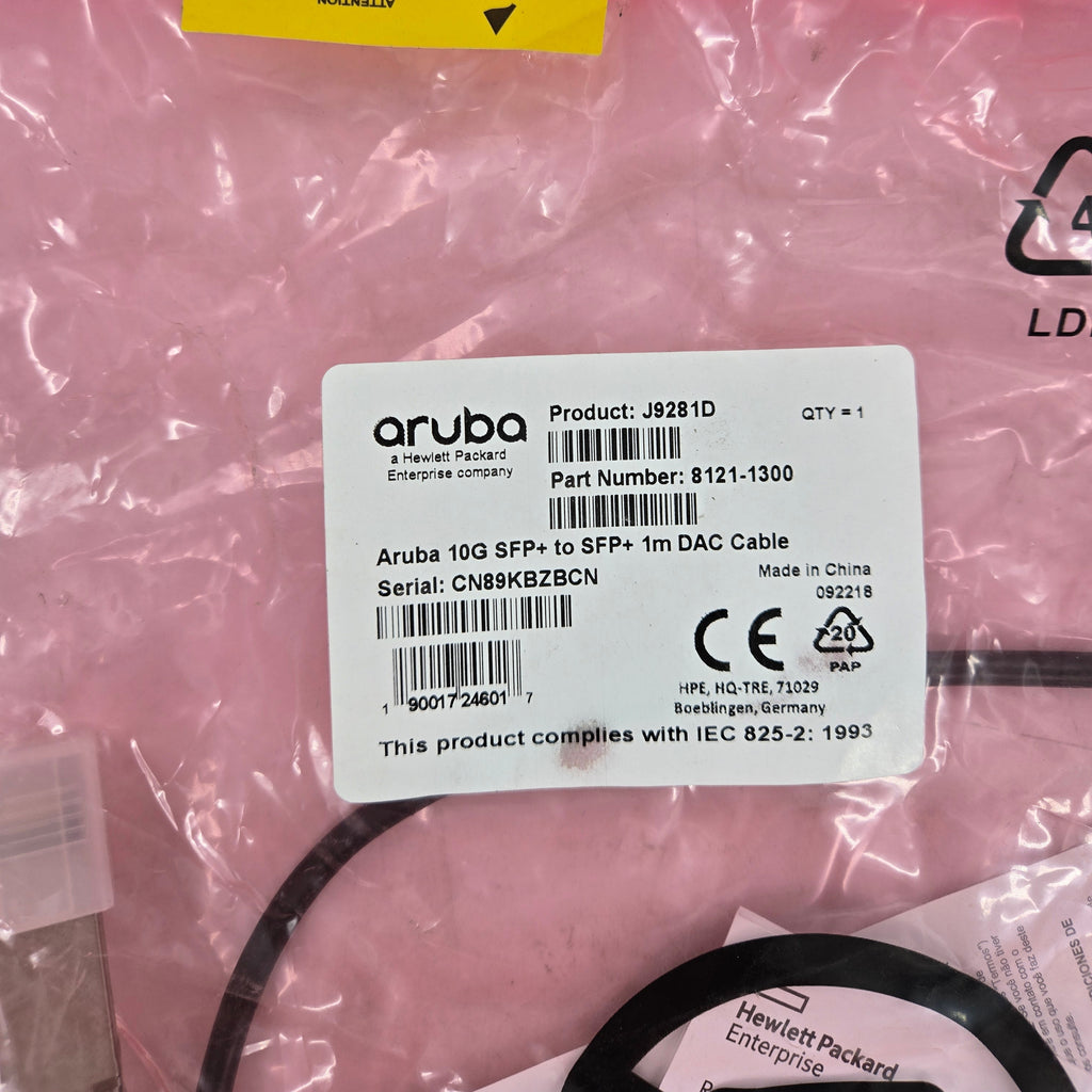 J9281D Genuine Aruba HPE 10G SFP+ to SFP+ 1m DAC Cable New
