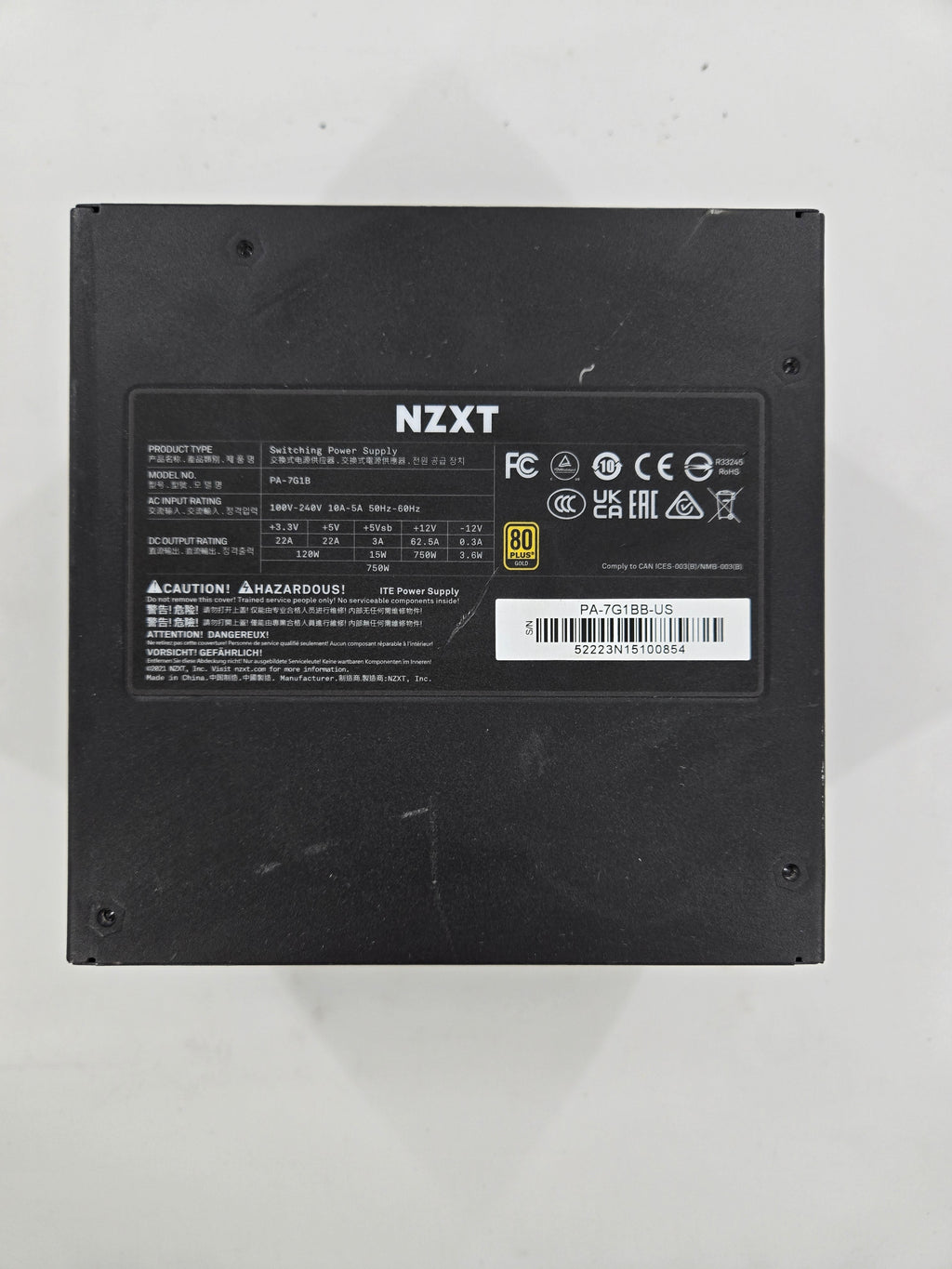 NZXT NP-C750M 750 Watt 80 Gold - Modular ATX Power Supply Only NO CABLES