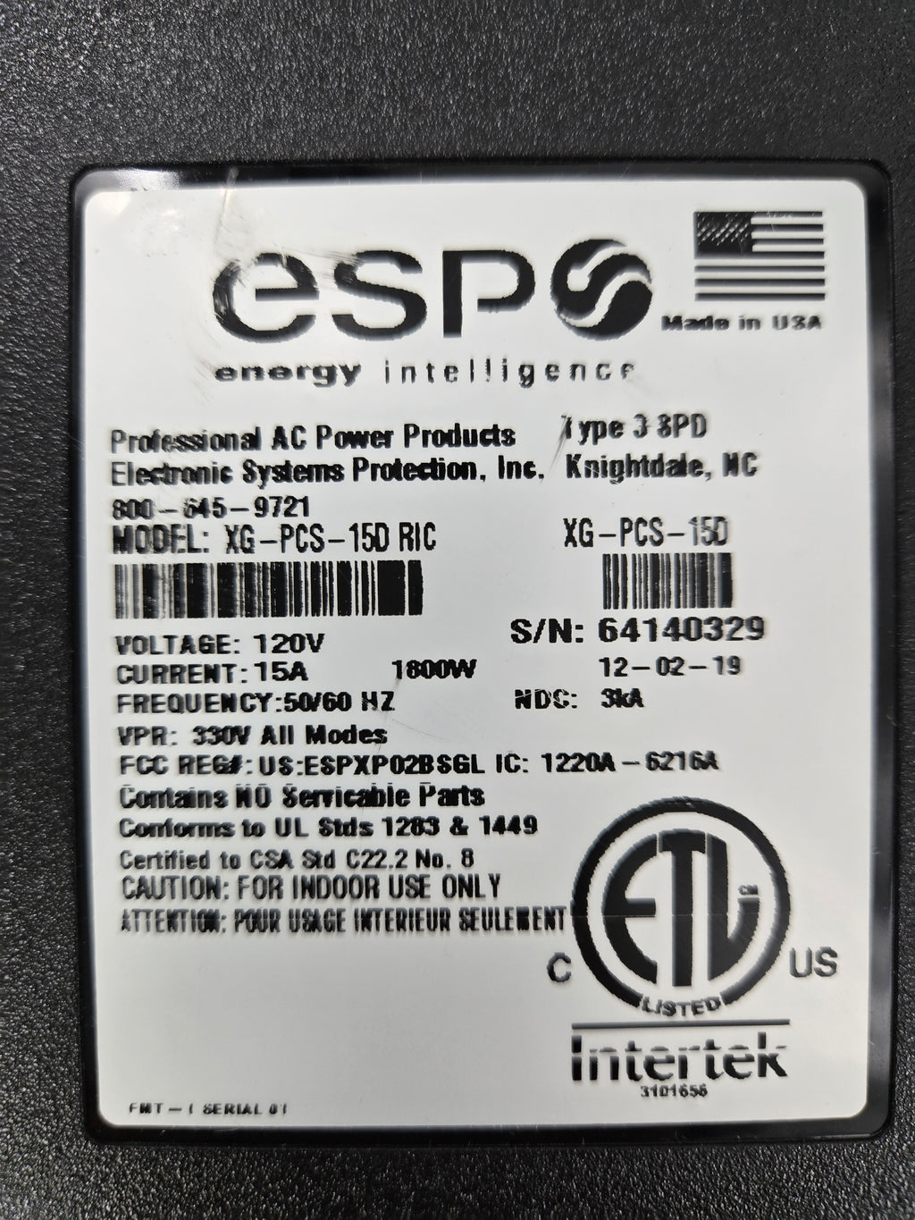 LOT OF 5 ESP SURGEX XG-PCS-15D RIC Next Gen PCS Surge Protector