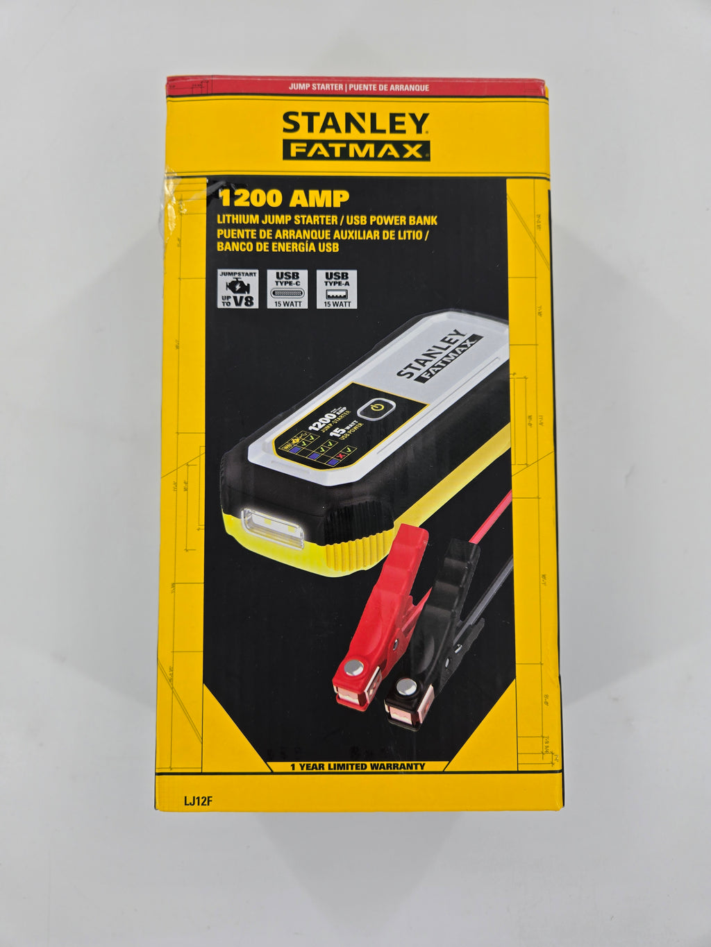 Stanley Fatmax LJ12F 1200 AMP Lithium Jump Starter And USB Power Bank