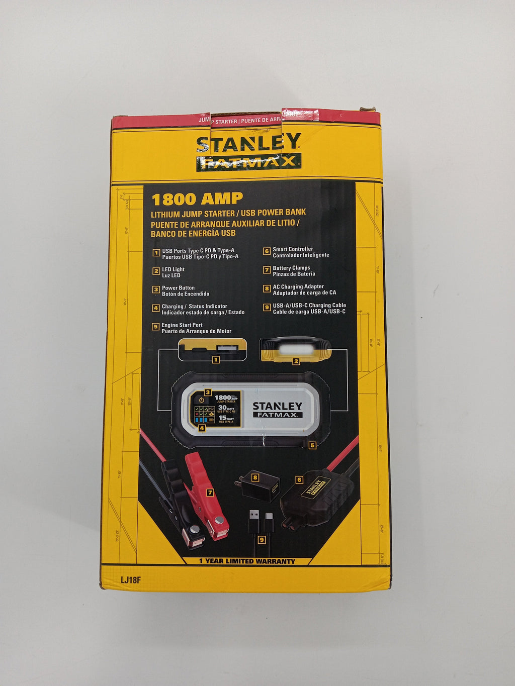Stanley Fatmax LJ12F 1200 AMP Lithium Jump Starter And USB Power Bank