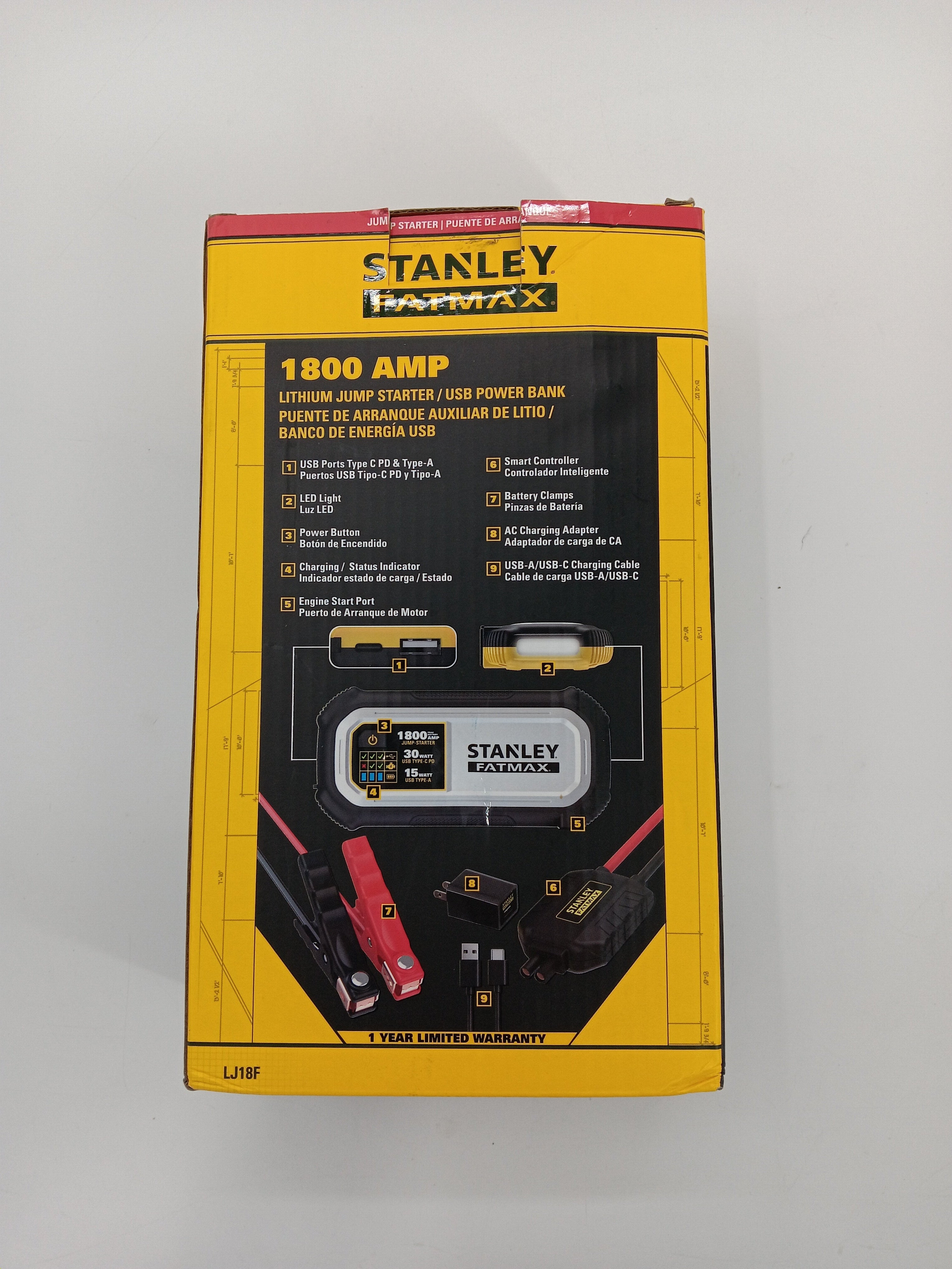 Stanley Fatmax LJ12F 1200 AMP Lithium Jump Starter And USB Power Bank