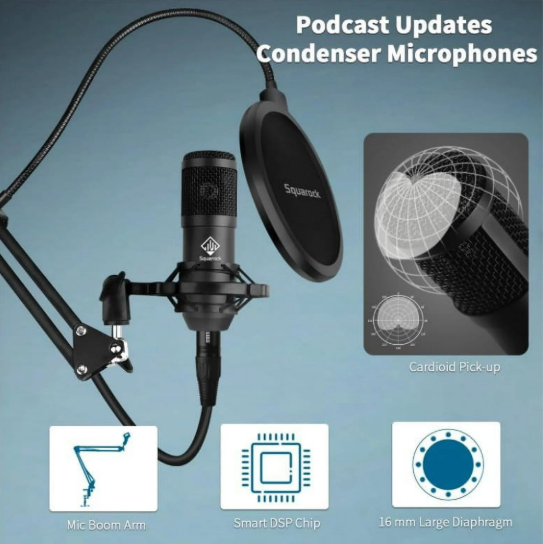 Squarock Podcast Equipment Bundle For 2, Audio Interface with Voice Changer Stud