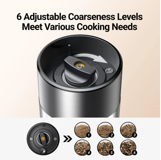 Electric Salt and Pepper Grinder Set, Automatic Gravity Salt and Pepper Grinder