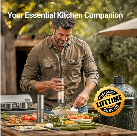 Electric Salt and Pepper Grinder Set, Automatic Gravity Salt and Pepper Grinder