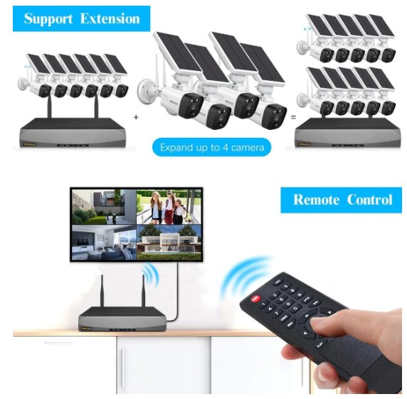OOSSXX Wireless Security Cameras System 6 + 2pcs 2K 3.0MP solar cameras