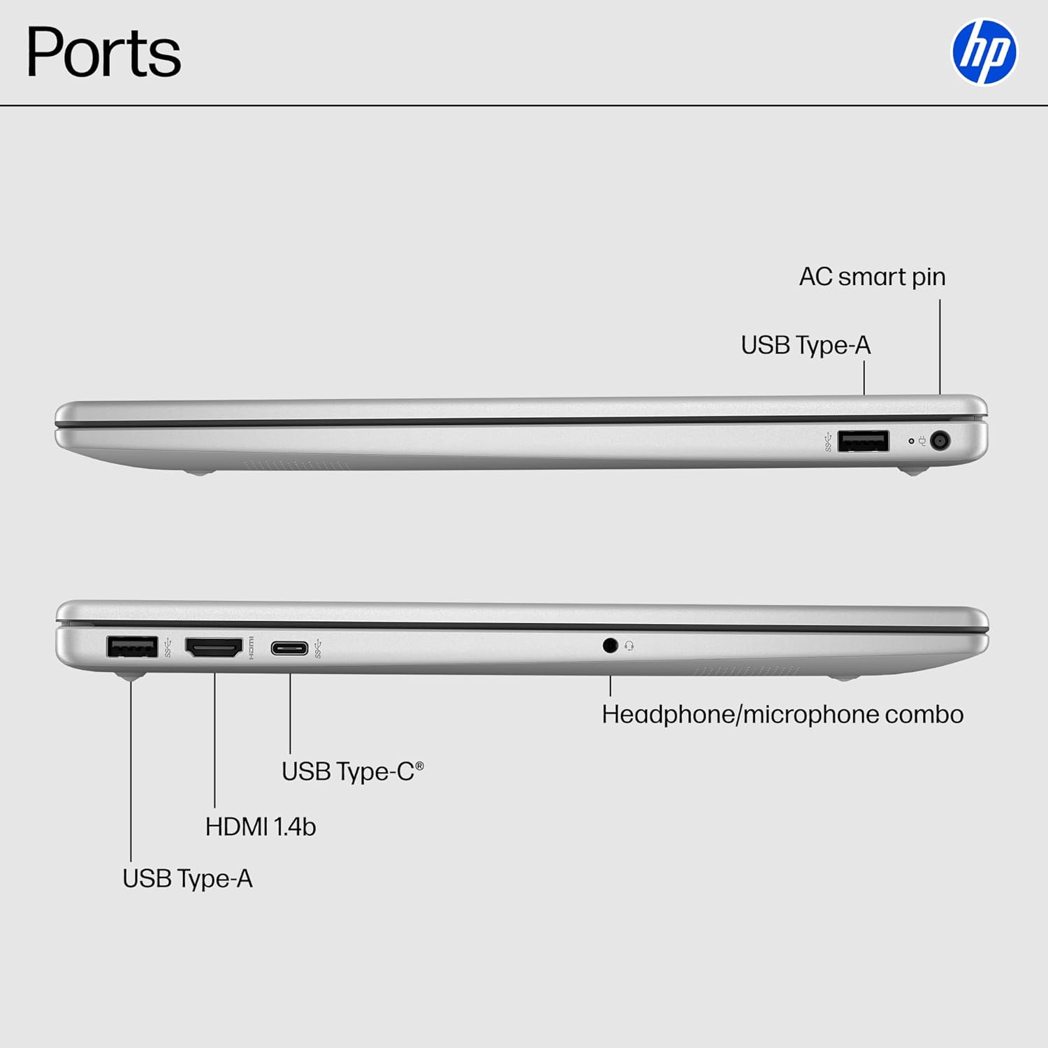 HP 15.6 inch Laptop, HD Touchscreen Display, AMD Ryzen 3 7320U, 8 GB RAM, 128 GB