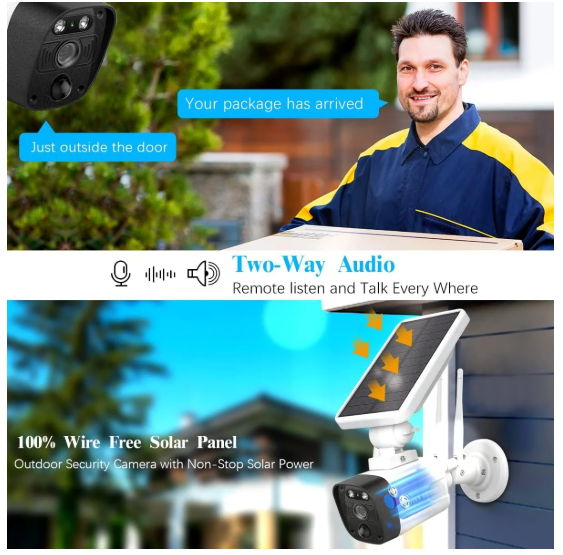 OOSSXX Wireless Security Cameras System 6 + 2pcs 2K 3.0MP solar cameras