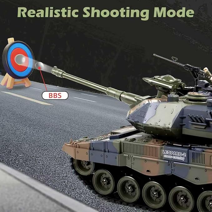 1:18 RC Tank LEOPARD2 Remote Control Tank Model Battle Toys Military Shoots