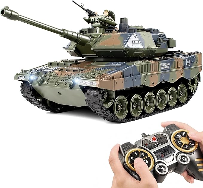 1:18 RC Tank LEOPARD2 Remote Control Tank Model Battle Toys Military Shoots