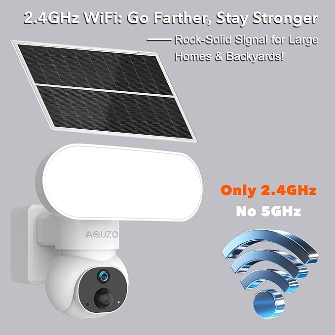 Aquzo Solar-Powered Floodlight Security Camera Wireless Outdoor 2K Night vision