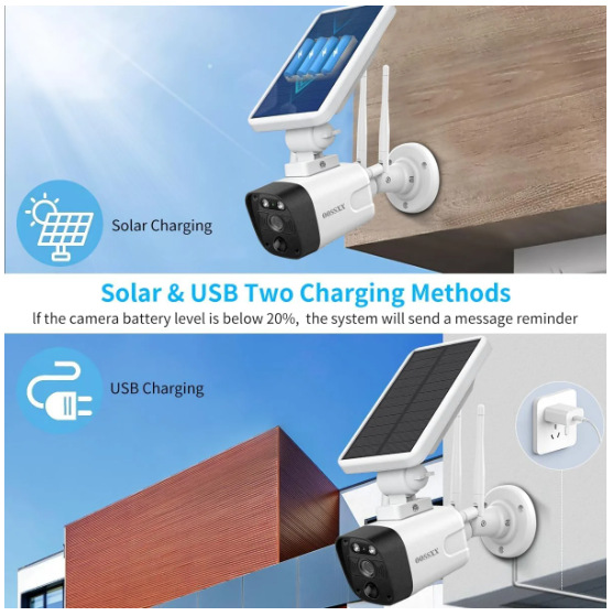 OOSSXX Wireless Security Cameras System 6 + 2pcs 2K 3.0MP solar cameras
