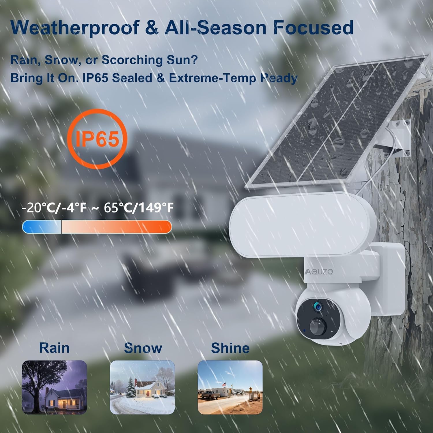 Aquzo Solar-Powered Floodlight Security Camera Wireless Outdoor 2K Night vision