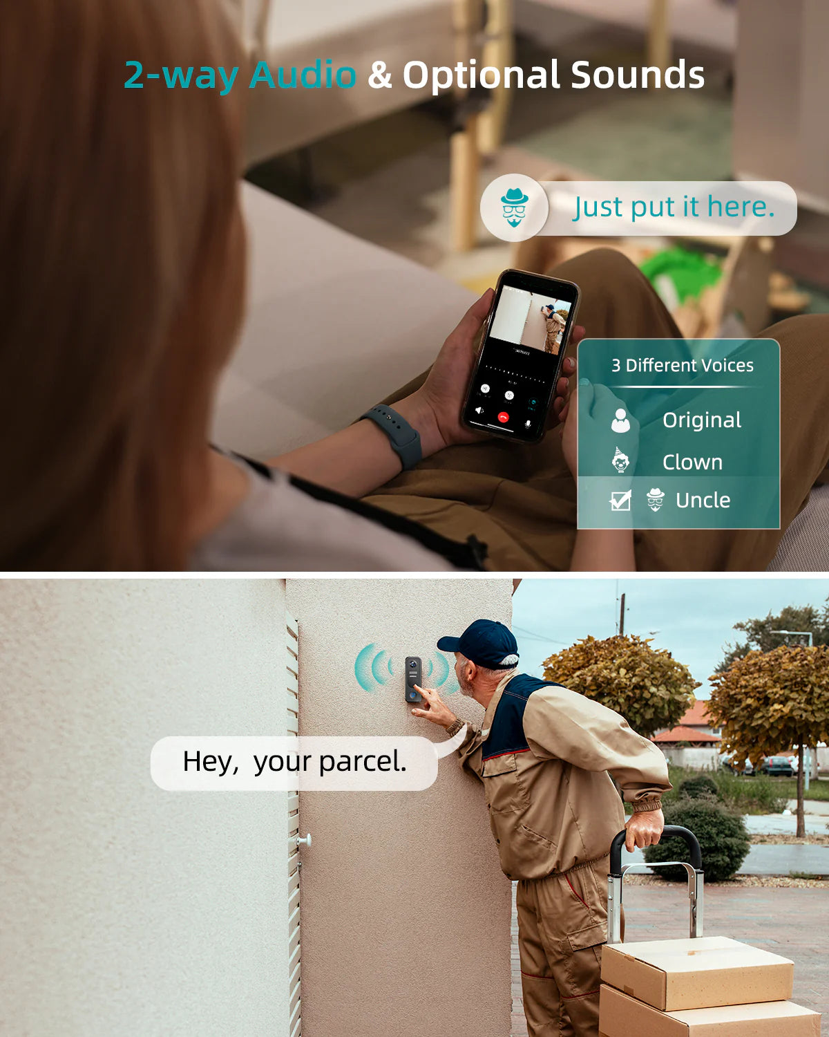 ZUMIMALL 2K Battery Powerd 2.4G WiFi Video Doorbell Camera with Chime-P8