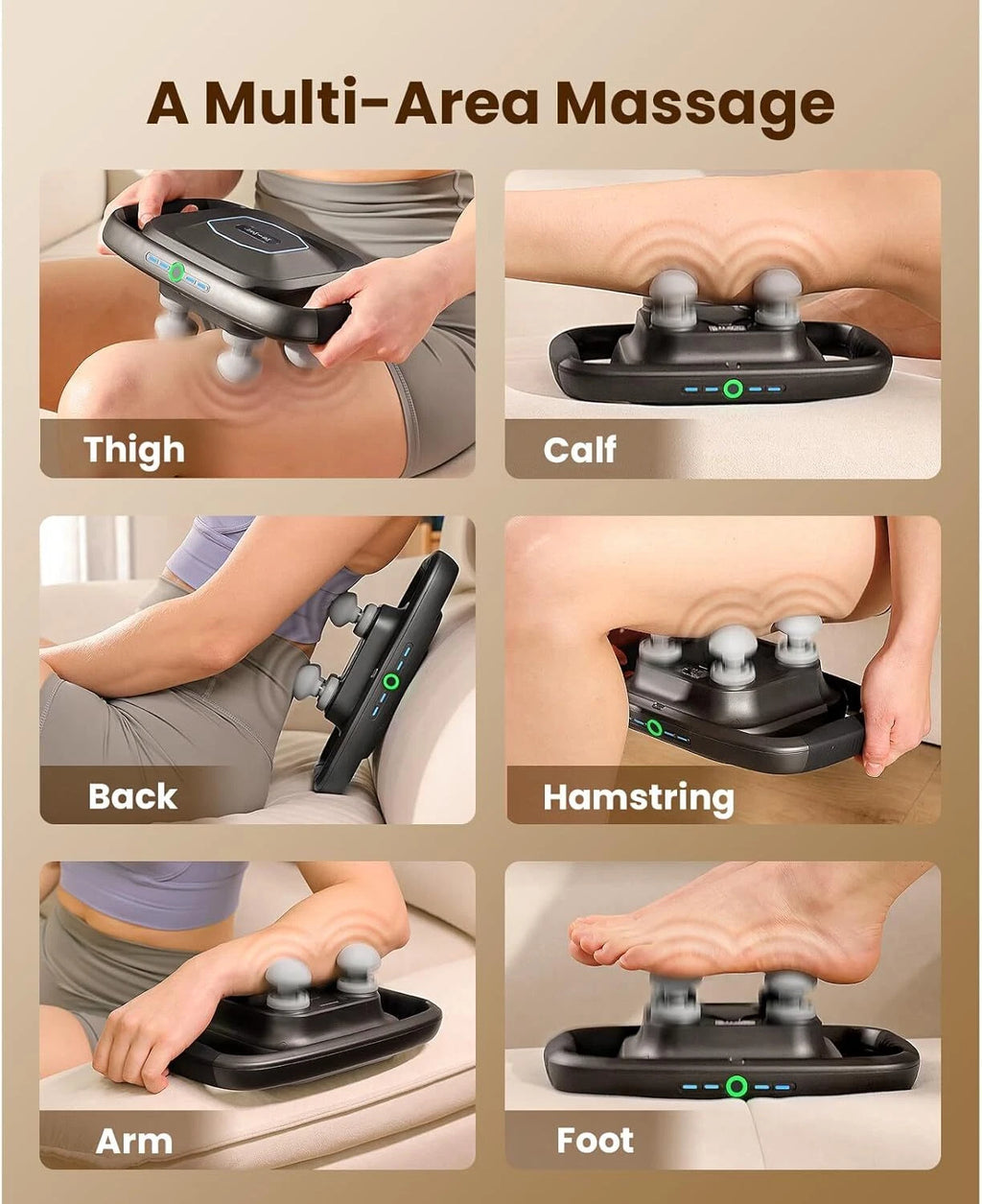 BOB AND BRAD TheraPanel 4-Head Massage Gun with 4 Massage Intensity Heads+Plate