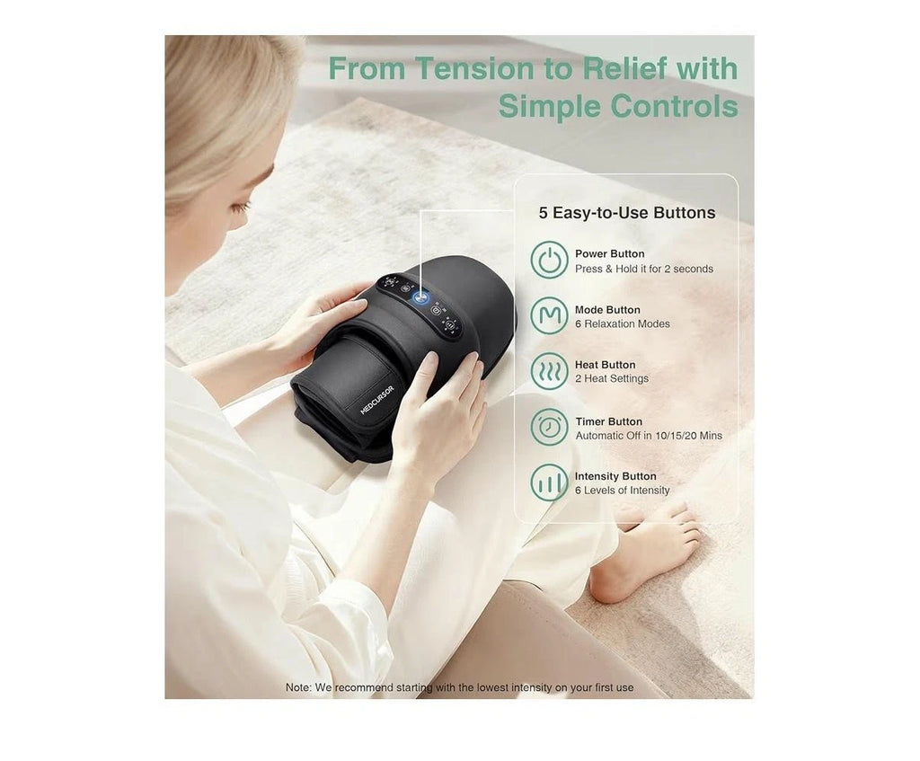 Medcursor Hand Massager With Heat Compression Rechargeable Cordless MD-HM01