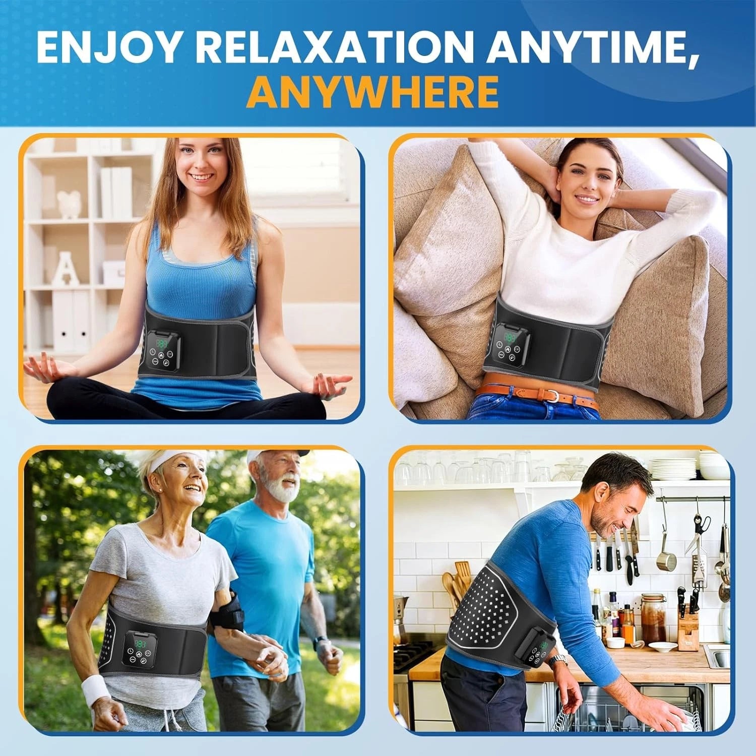 Heating Massager Belt Air Compression Vibration Lumbar Belt Heating Pad Cordless