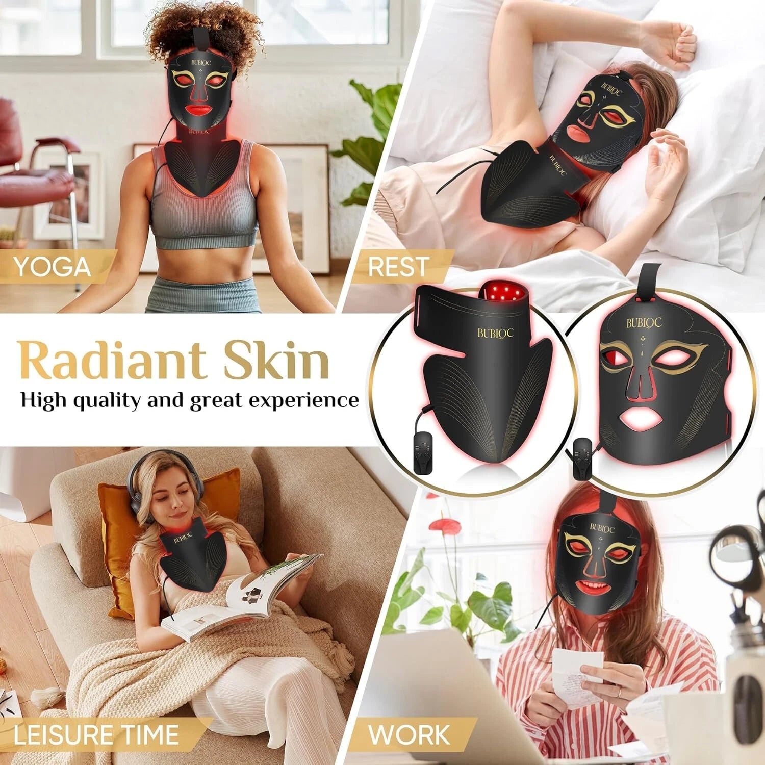 Red Light Therapy Mask Set, Led Mask Light Therapy for Face & Neck, Near-Infrare