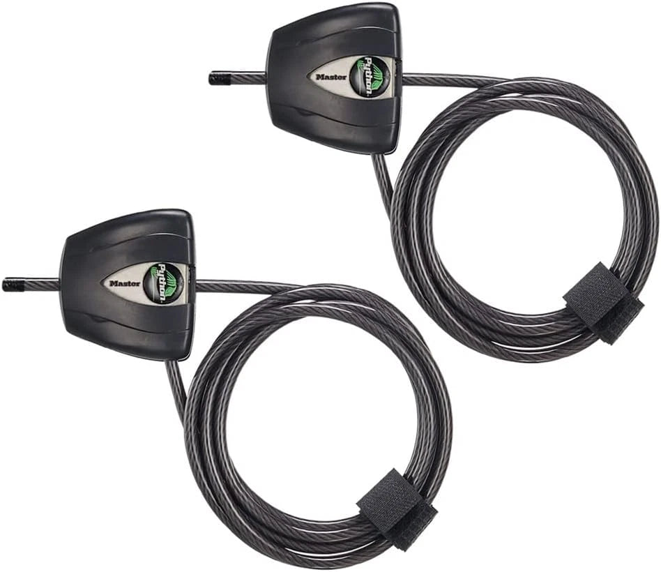 Master Lock Black Python Steel Cable Lock with Keys, Heavy Duty Anti-Theft Trail