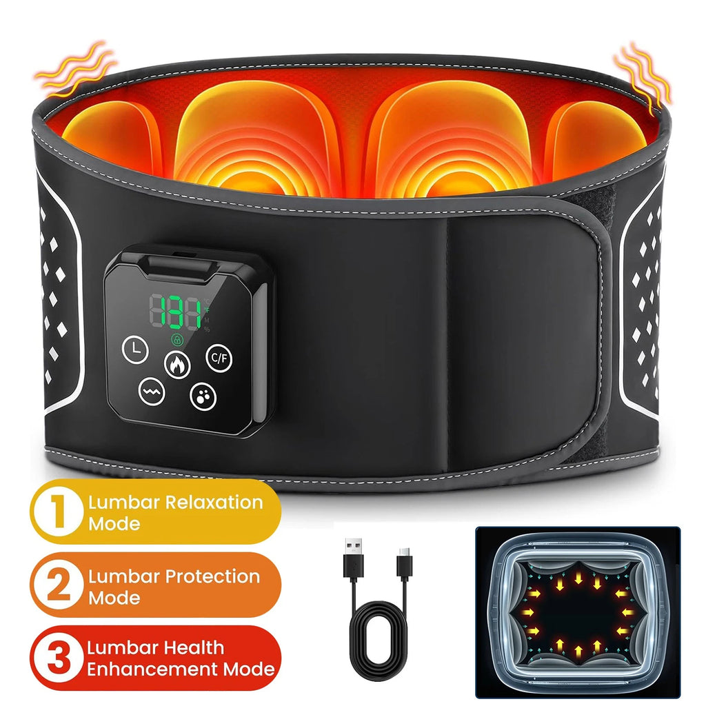 Heating Massager Belt Air Compression Vibration Lumbar Belt Heating Pad Cordless