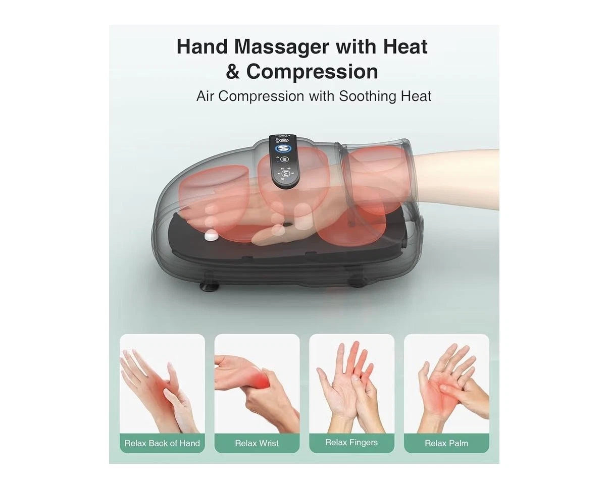 Medcursor Hand Massager With Heat Compression Rechargeable Cordless MD-HM01