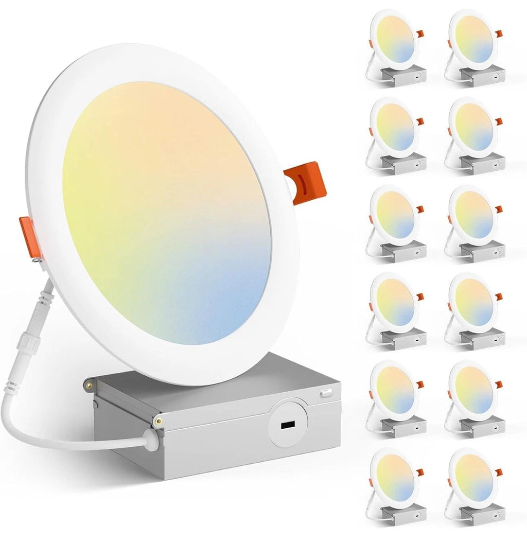 Amico 12 Pack 6 Inch 3CCT UltraThin LED Recessed Ceiling Light with Junction Box