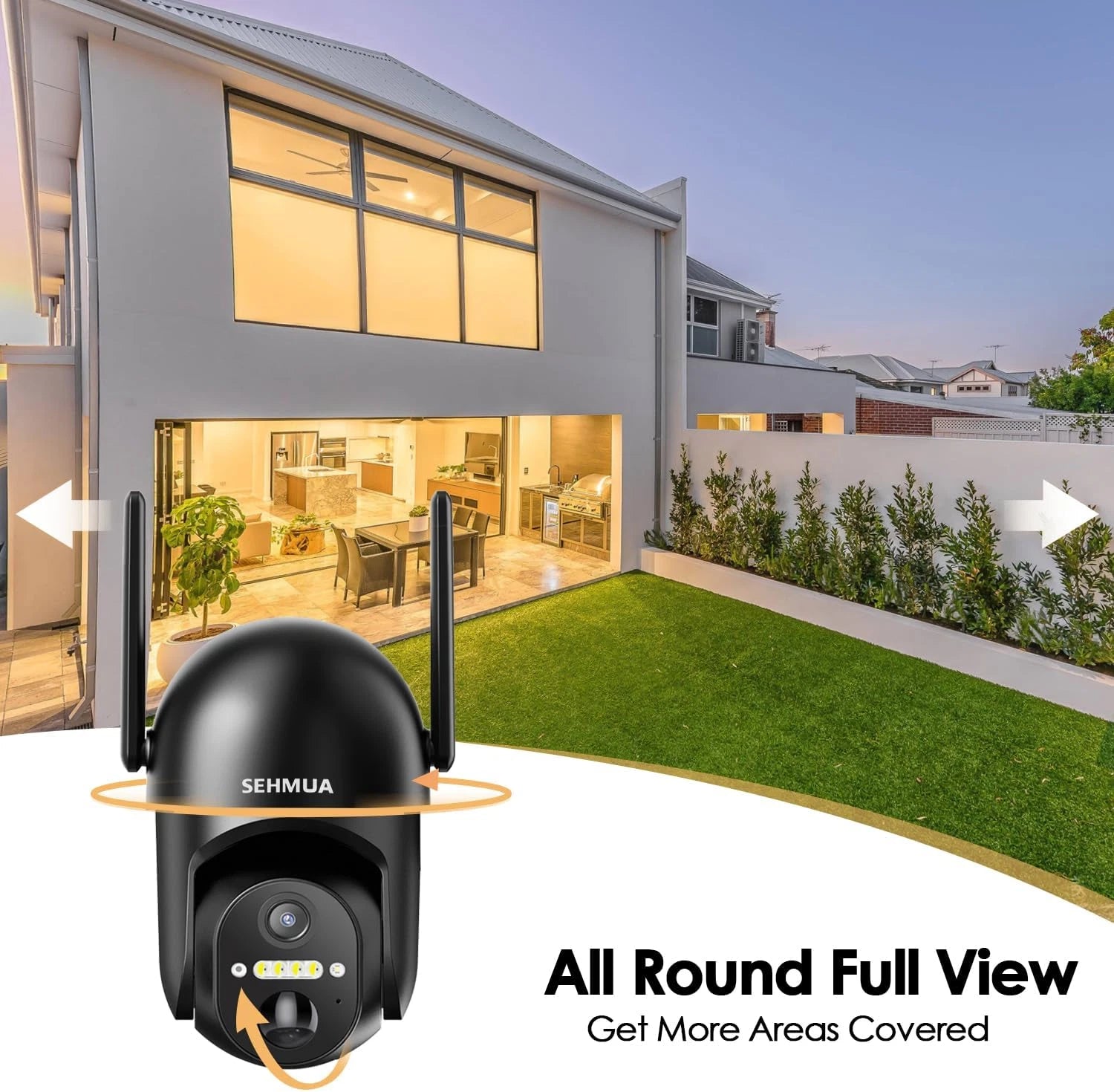 SEHMUA Solar Security Cameras Wireless Outdoor, 2K 360 View Battery Powered Out
