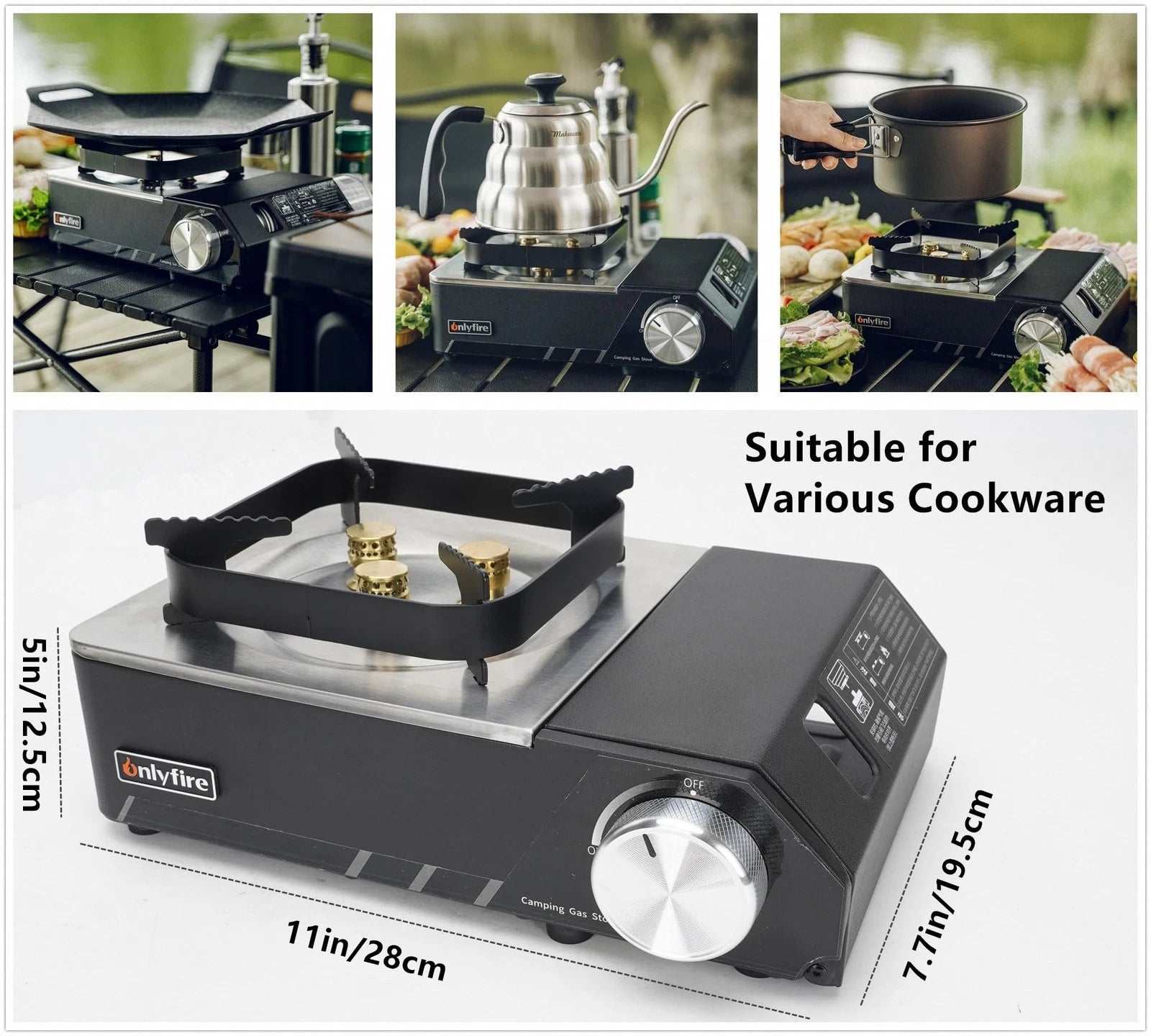 ONLYFIRE OUTDOOR LIVING Butane Gas Stove with Carrying Case, Portable Camping...