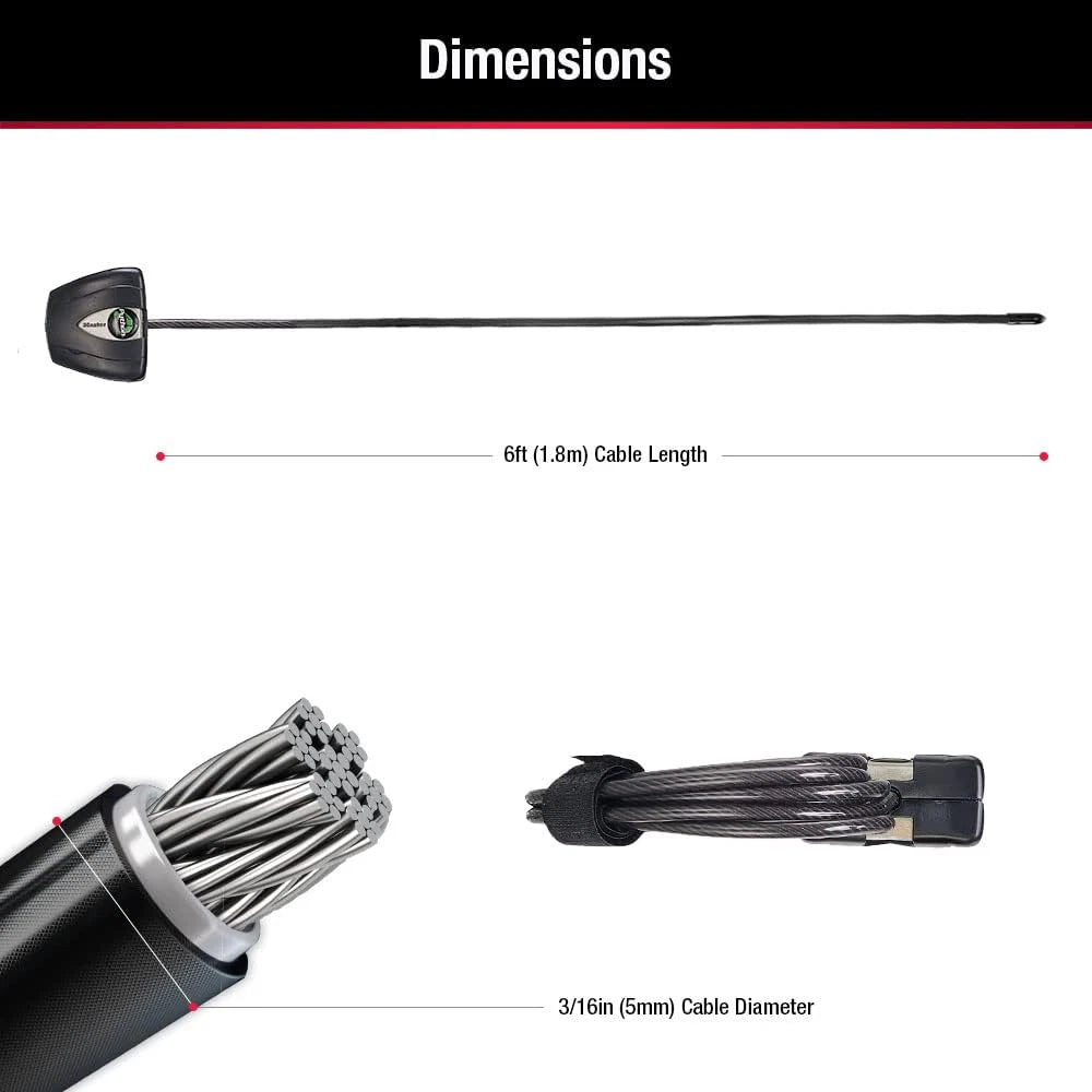 Master Lock Black Python Steel Cable Lock with Keys, Heavy Duty Anti-Theft Trail