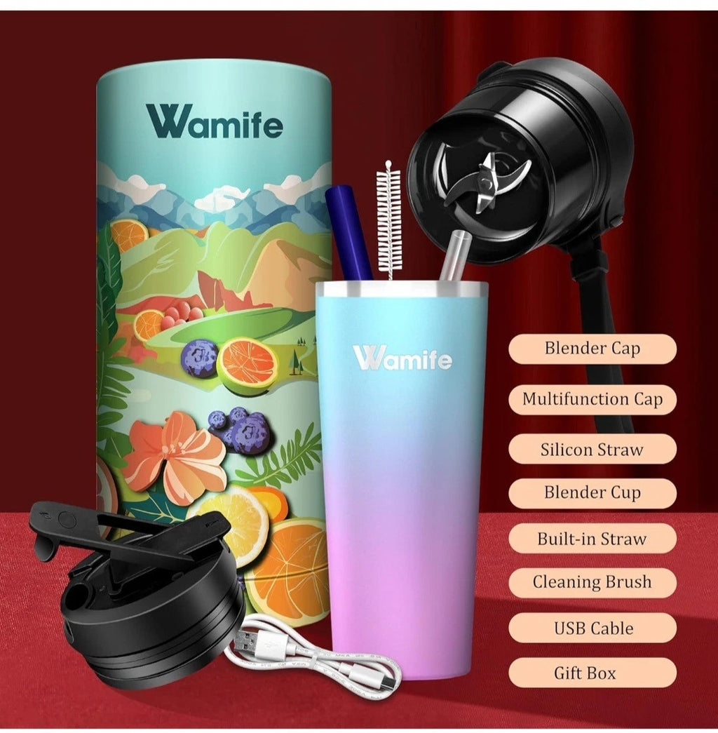 Wamife Portable Blender 16oz personal blender-Portable. USB-C Rechargeable